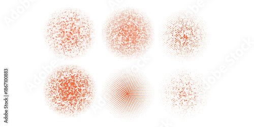 Abstract red concentric ripple circles set. Sonar or sound wave rings collection. vector