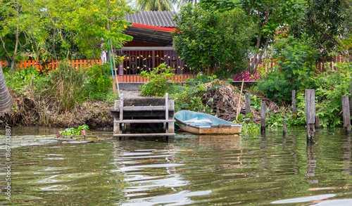 Khlong Maha Sawat canal in the suburbs of Bangkok
