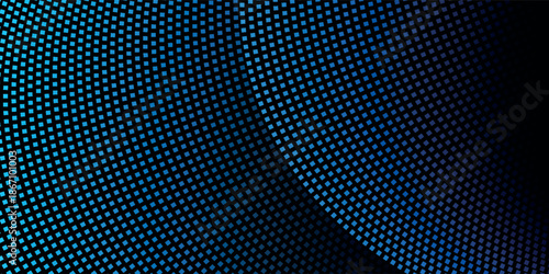 Glowing blue dotted wallpaper. Circle halftone pattern background