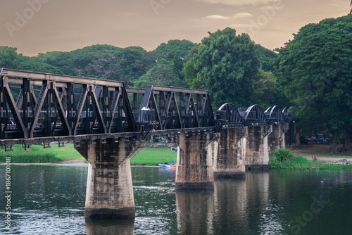 View of the famous Bridge on the River Kwai in Thailand