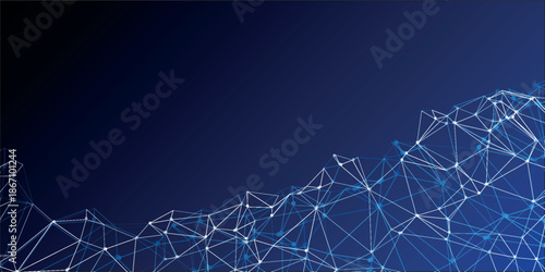 Abstract digital background of points and lines. Glowing black plexus. Big data. Network or connection. Abstract technology science background.