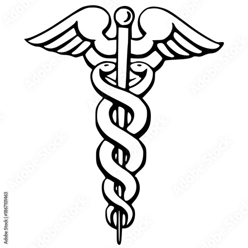 caduceus medical symbol vector