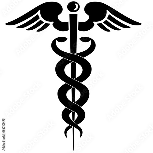 caduceus medical symbol on white