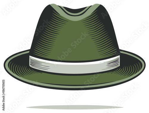 Vintage Green Hat Illustration: Classic Style and Sophistication for Fashion and Design