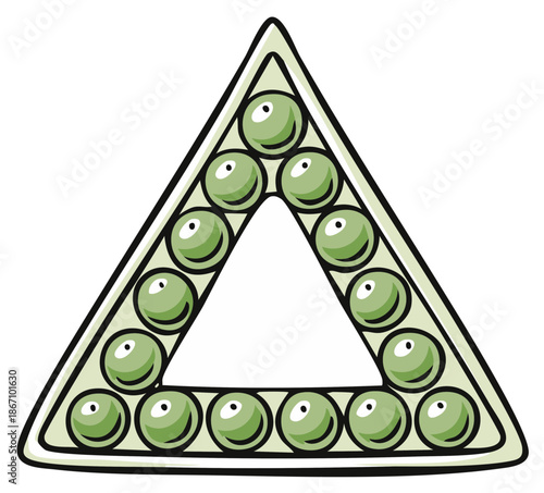 Triangle of Fresh Green Peas Pods Cartoon Style Veggies for Healthy Living