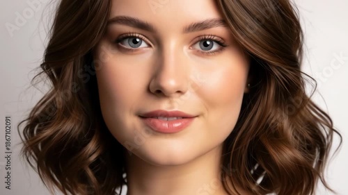 Wallpaper Mural Beautiful Woman with Brown Hair and Makeup Posing for a Portrait. Torontodigital.ca