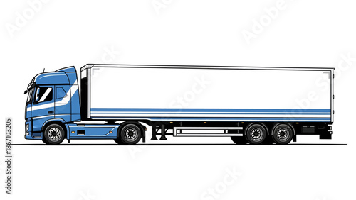 Blue Delivery Truck Vector Illustration