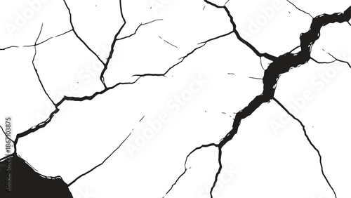 Black cracks on a white surface
