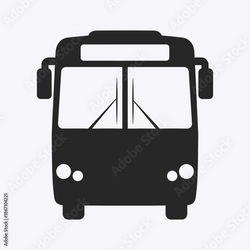 Simple black silhouette illustration of a front view city bus design