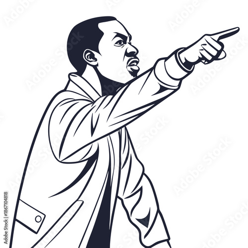 Man Pointing Towards Viewer Portrait Vector Illustration