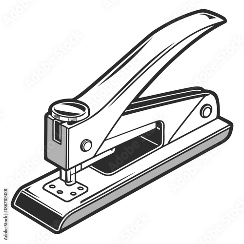 Professional Metal Office Stapler on White Background