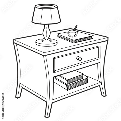 Modern Minimal Bedside Table Furniture Illustration