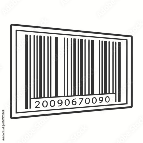Minimalist Barcode Illustration Isolated on White Background