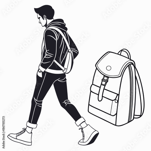 Stylish Modern Backpack Icon Isolated on White
