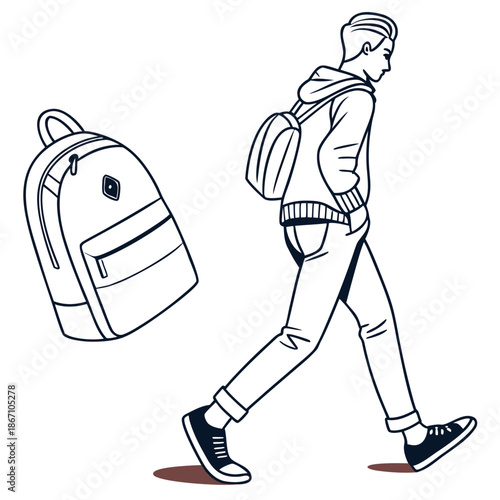 Sleek Urban Backpack Illustration Isolated on White