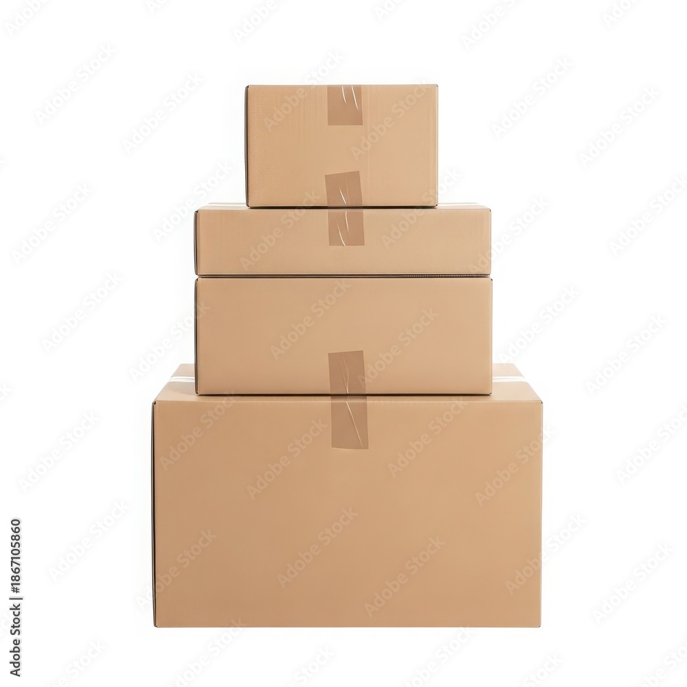 Obraz premium Stack of brown cardboard boxes
