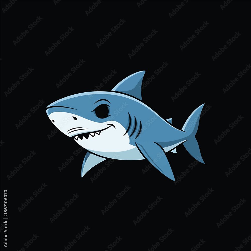 Obraz premium Cartoon Shark Illustration - A Cute and Playful Marine Creature.