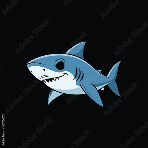 Cartoon Shark Illustration - A Cute and Playful Marine Creature.