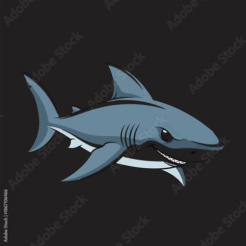 Cartoon Shark with Sharp Teeth and Menacing Gaze.