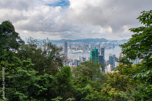 Wallpaper Mural View of Hong Kong and Kowloon from Victoria peak. Panorama of Hong Kong, skyscrapers and nature. Torontodigital.ca