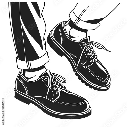 Black Leather Shoes Pair Isolated on White - Fashion Footwear