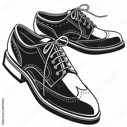 Pair of Black Leather Shoes Isolated on White - Casual Style