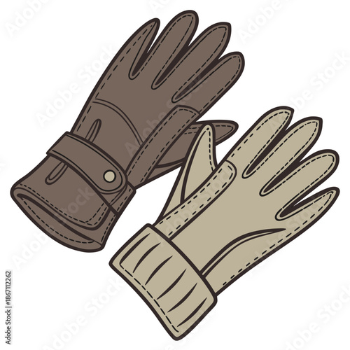 Black leather gloves folded neatly on a white background