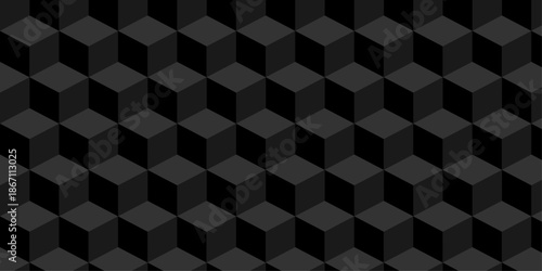 Cubic wall texture pattern. seamless cube grid hexagon technology background. Geometric pattern illustration mosaic, square and triangle wallpaper.