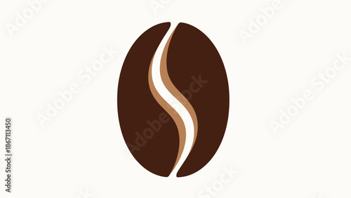 A close-up illustration of a single, stylized coffee bean with a prominent S-shaped cleft.