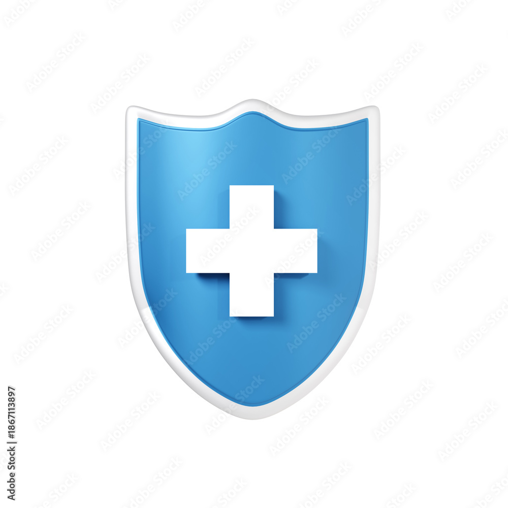 Obraz premium Shield with cross isolated on white background