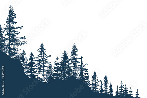 Silhouette of a forest, isolated on white background, vector illustration