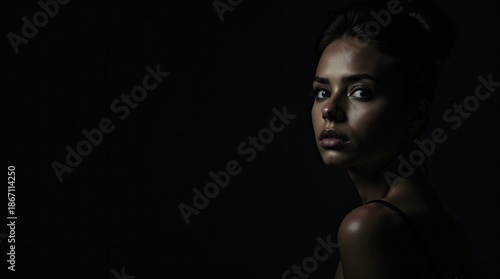 Wallpaper Mural A beautiful woman with a dramatic expression in a dark setting Torontodigital.ca