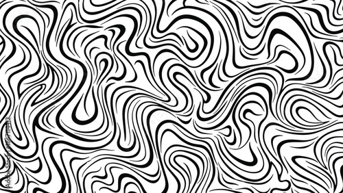 Black and white abstract topographic pattern with swirling lines