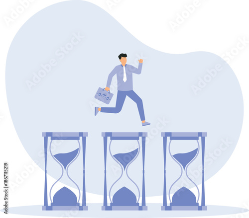Time run out and deadline or hurry to go to the office late, urgency or determination to finish work fast, stressed or anxiety to complete work concept
