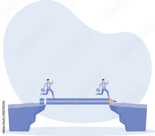 Creative progress and achieve business target, leadership solution to overcome obstacle concept
