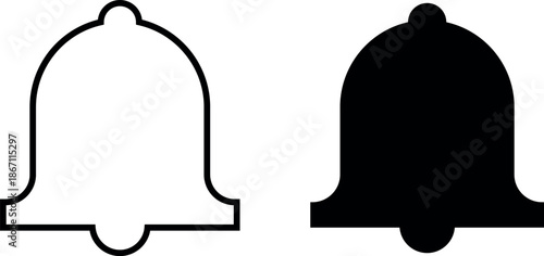 Notification bell icon. Alarm symbol. Incoming inbox message. Ringing bells. Alarm clock and smartphone application alert. Social media element. New message symbol flat style - stock vector.