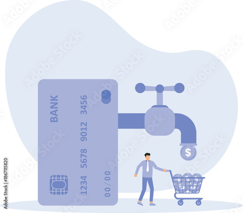 Debit card to make money, earning or profit from business, financial advise to gain more wealth or success rich investor concept
