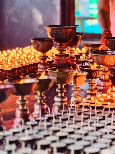 Burning candles in a temple