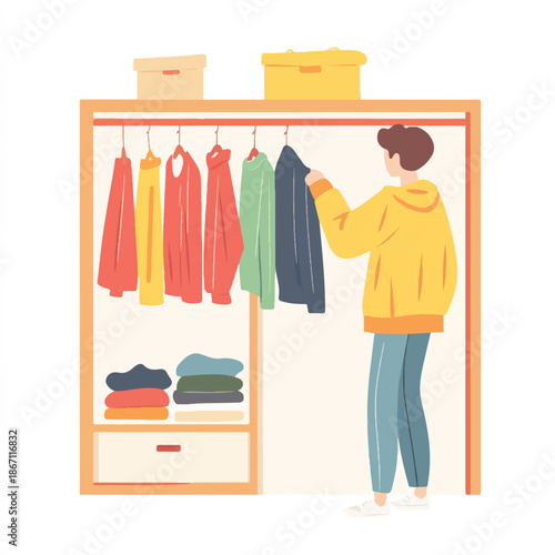 Person choosing clothes in a closet