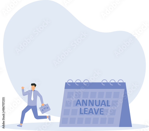 Annual leave and take day off or vacation to rest and relax from hard work, time or schedule reminder of annual leave concept
