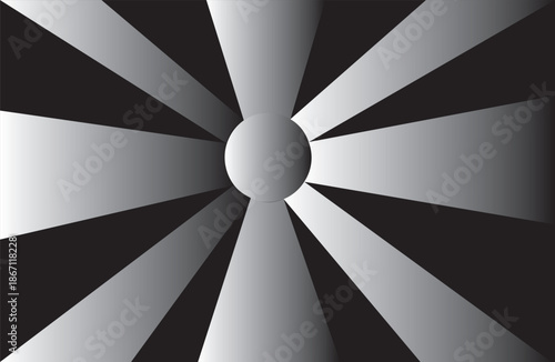 Radial rays expanding from central circle creating depth, background.