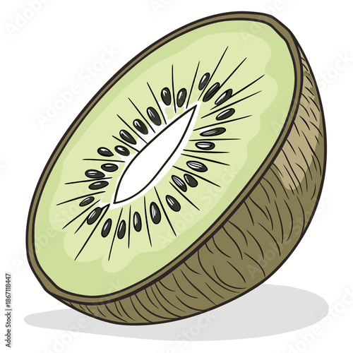 Realistic Kiwi Slice Isolated on White Background