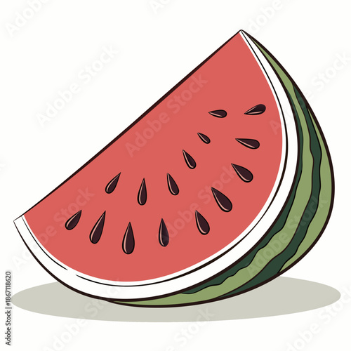 Fresh Watermelon Slice on White Background Vector Art
