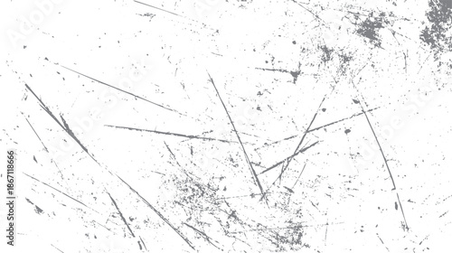 Grungy distressed white background with a complex overlay of fine scratches, dust particles, and subtle gray marks, providing a weathered and aged texture for vintage or industrial themes