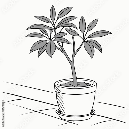 Small Potted Plant on White Background - Simple Green Icon
