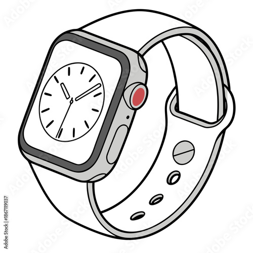Realistic Smartwatch Isolated on White | Modern Wearable Technology