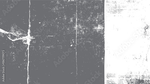 Muted grey distressed paper texture featuring faint text fragments and subtle white grunge marks, offering a abstract background minimalist and artistic applications