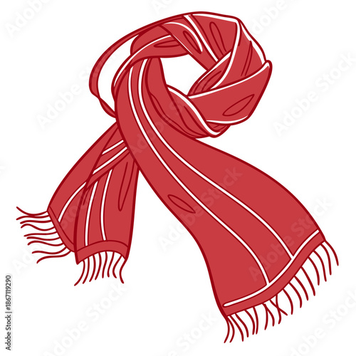 Flowing Red Scarf Vector Art with Gentle Folds