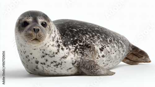 Grey White Seal White Background Portrait