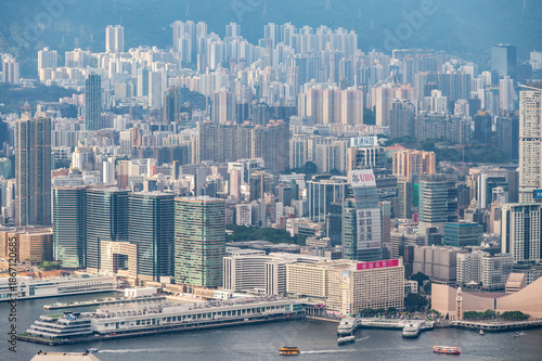 Wallpaper Mural View of Hong Kong and Kowloon from Victoria peak. Panorama of Hong Kong, skyscrapers and nature. 21 May 2025, Hong Kong, China Torontodigital.ca